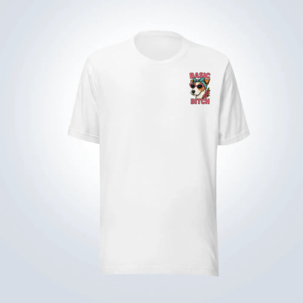 Basic Bitch Fox Terrier T-Shirt – White  – Front View