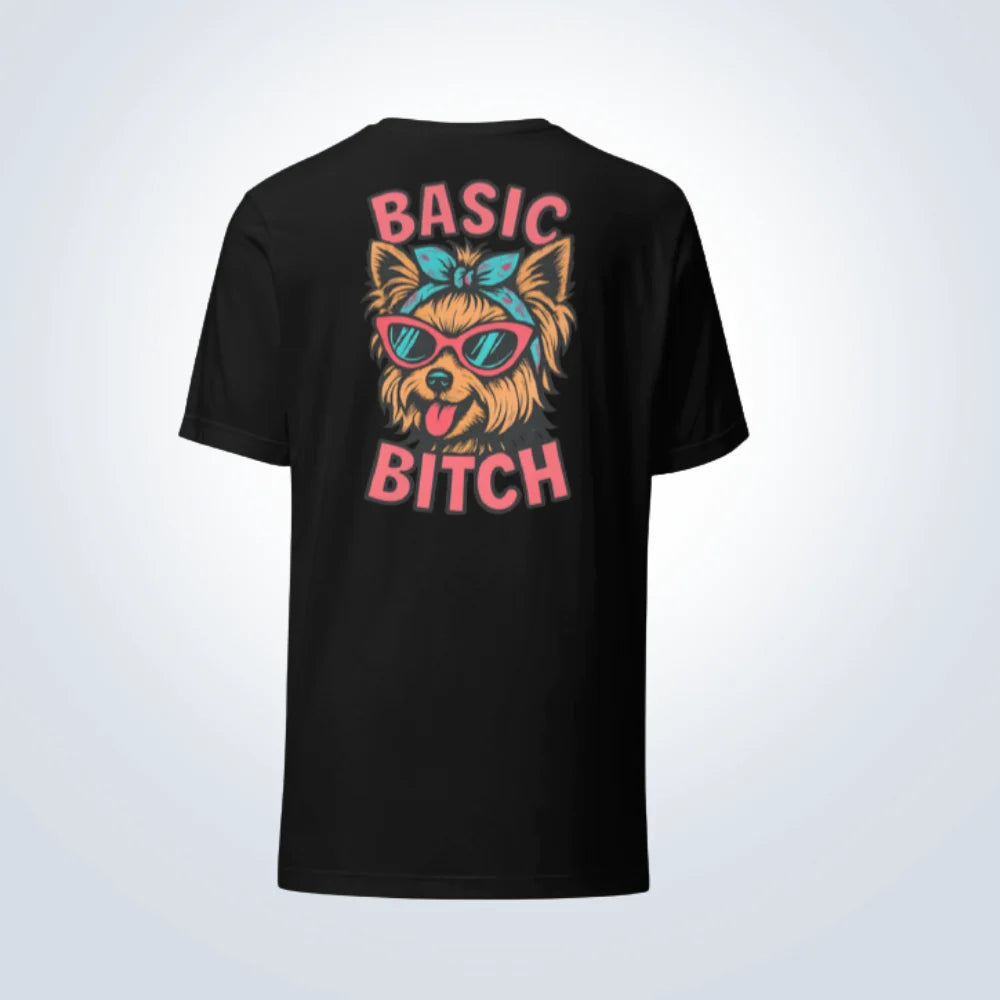 Basic Bitch Yorkshire Terrier T-Shirt – Black – Back View