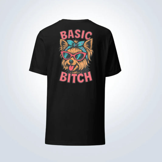 Basic Bitch Yorkshire Terrier T-Shirt – Black – Back View