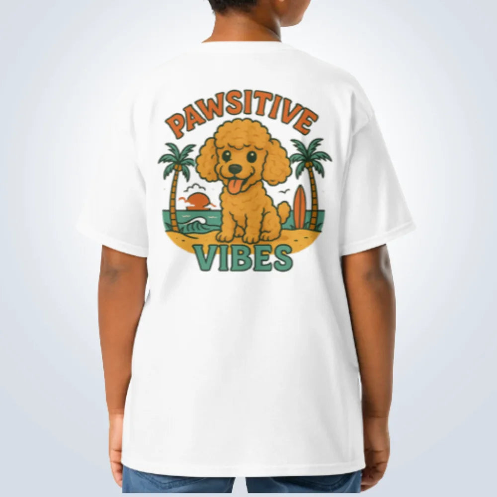 Pawsitive Vibes Miniature Poodle T-Shirt – White – Back View