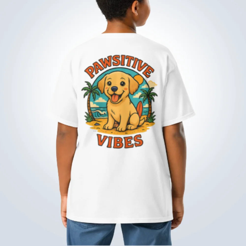 Pawsitive Vibes Labrador T-Shirt – White – Back View
