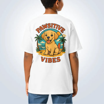 Pawsitive Vibes Labrador T-Shirt – White – Back View