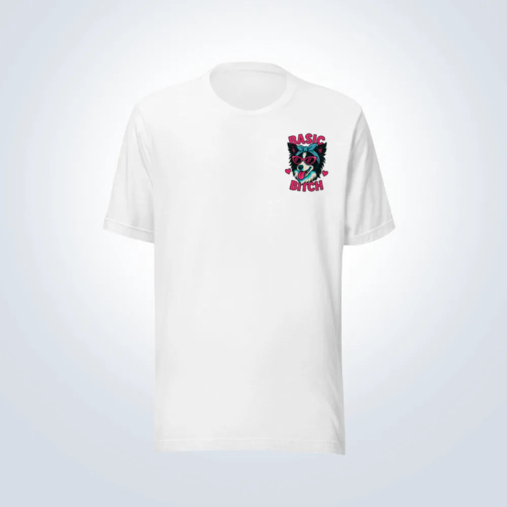 Basic Bitch Border Collie T-Shirt – White – Front View