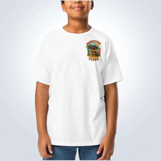 Pawsitive Vibes RottweilerT-Shirt – White – Front View