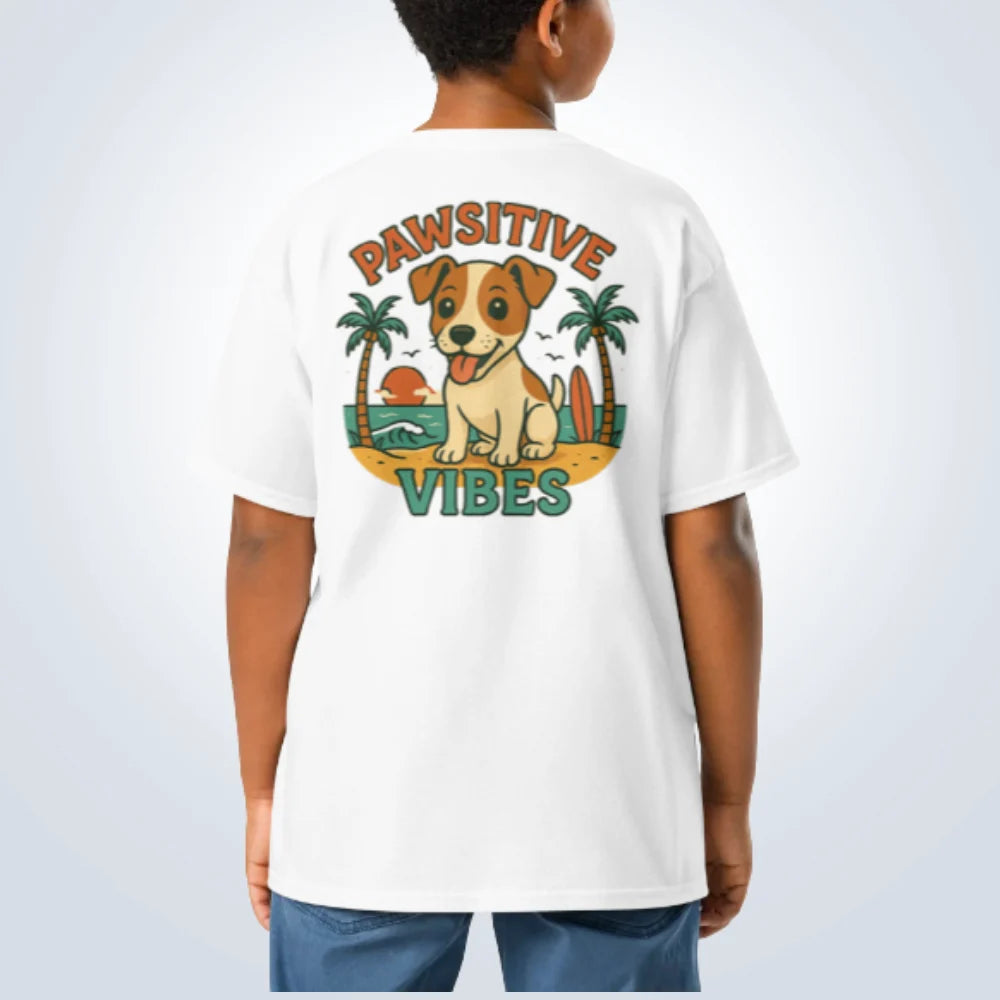 Pawsitive Vibes Jack Russell T-Shirt – White – Back View