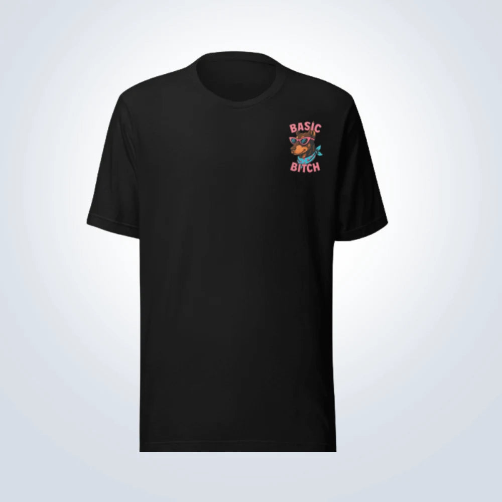 Basic Bitch Doberman T-Shirt – Black – Front View