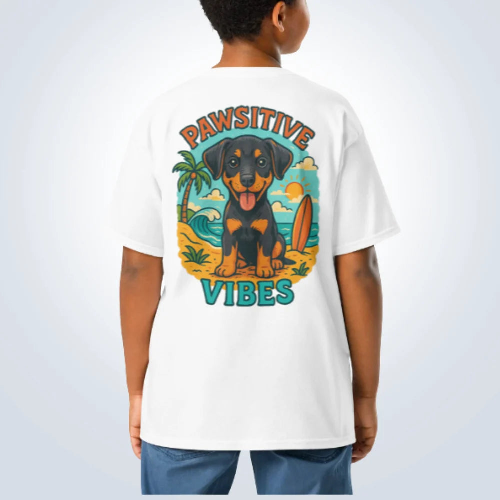 Pawsitive Vibes Doberman T-Shirt – White – Back View