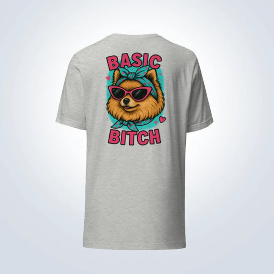 Basic Bitch Pomeranian T-Shirt – Grey – Back View