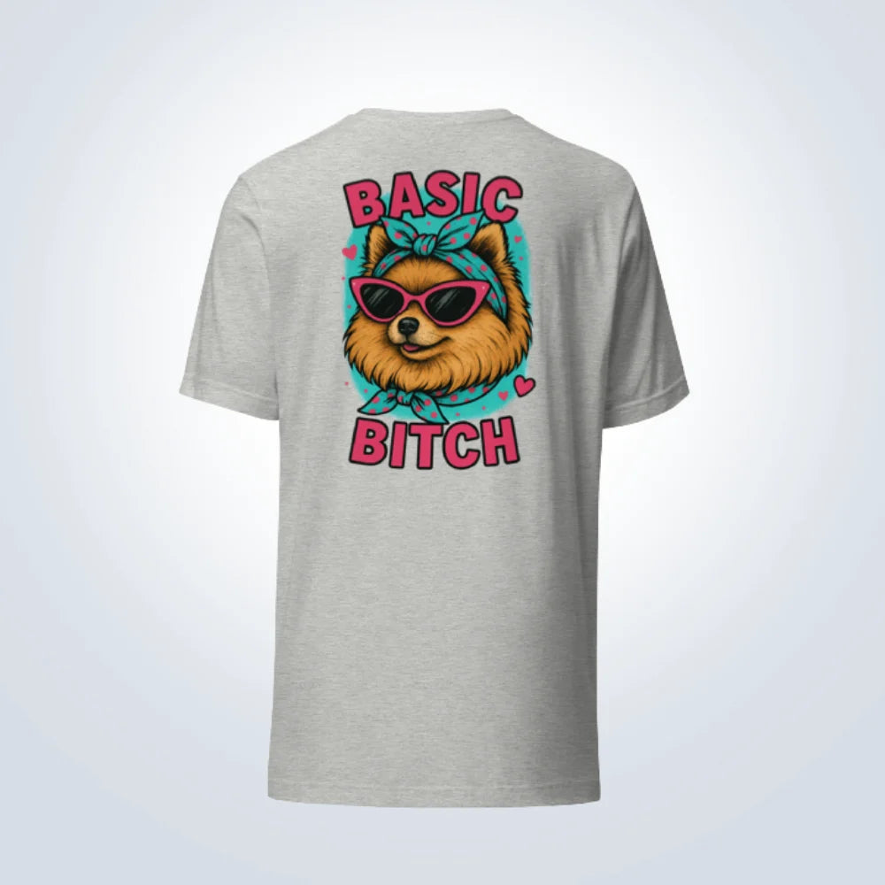 Basic Bitch Pomeranian T-Shirt – Grey – Back View