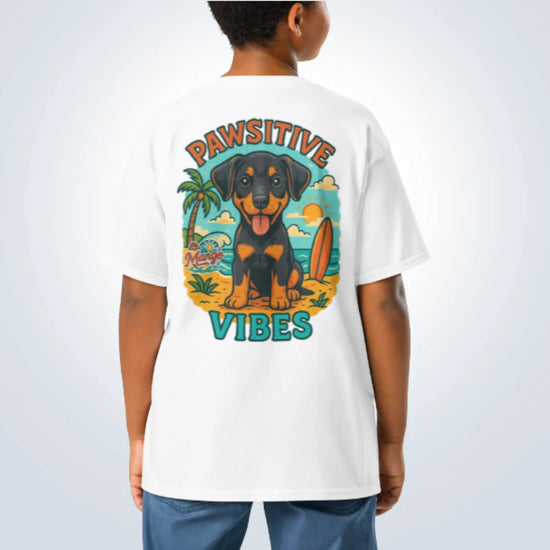 Pawsitive Vibes Doberman T-Shirt – White – Back View