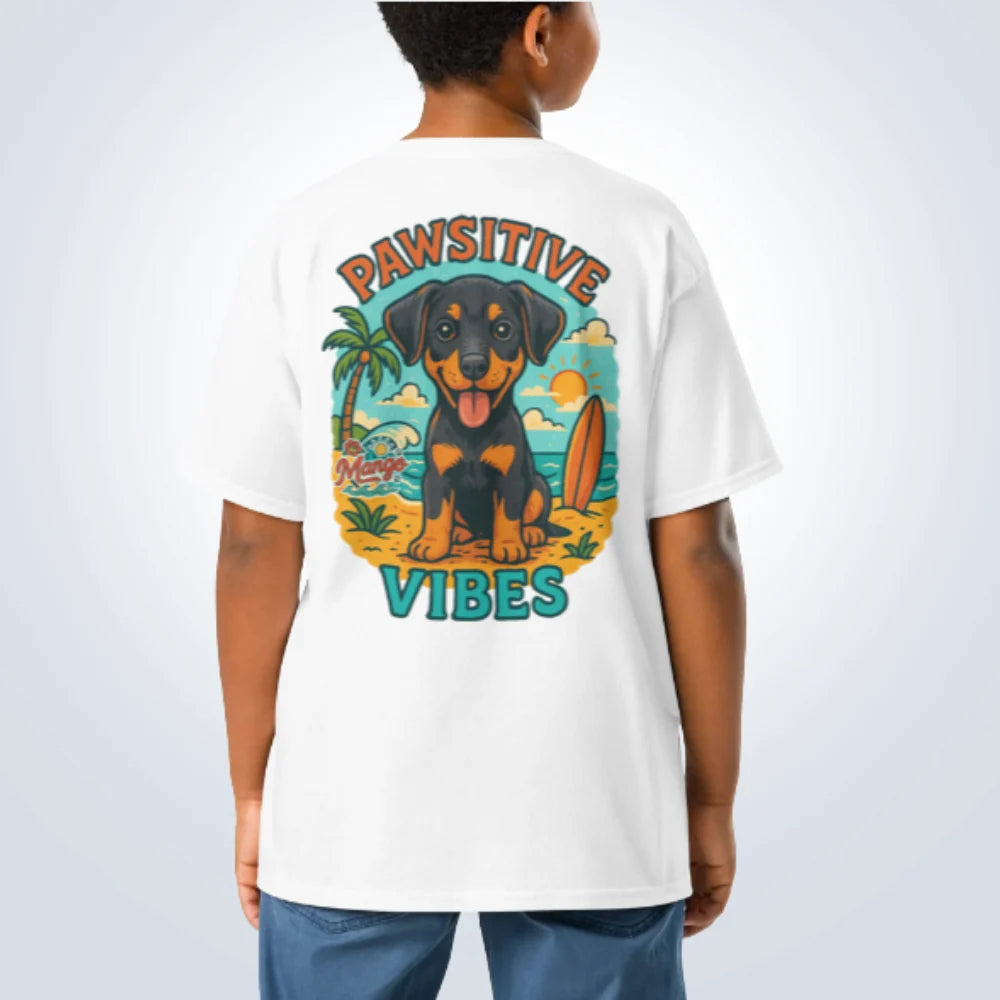 Pawsitive Vibes Doberman T-Shirt – White – Back View