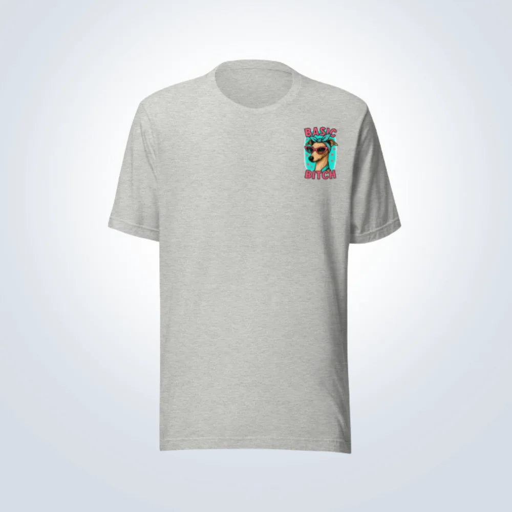 Basic Bitch Italian Greyhound T-Shirt – Grey – Front View