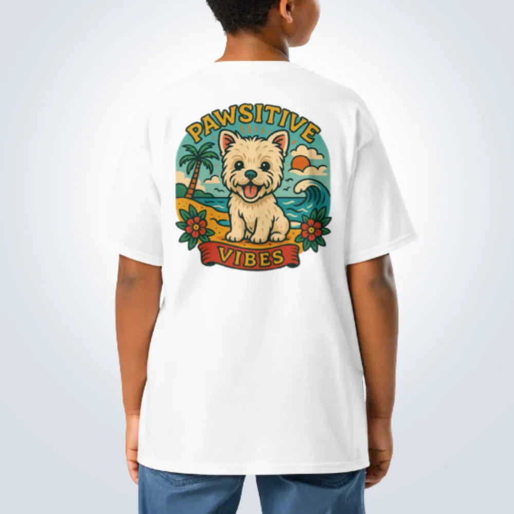 Pawsitive Vibes West Highland Terrier T-Shirt – White – Back View