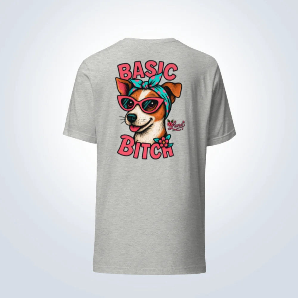  Basic Bitch Jack Russell Personalised T-Shirt – Grey – Back View