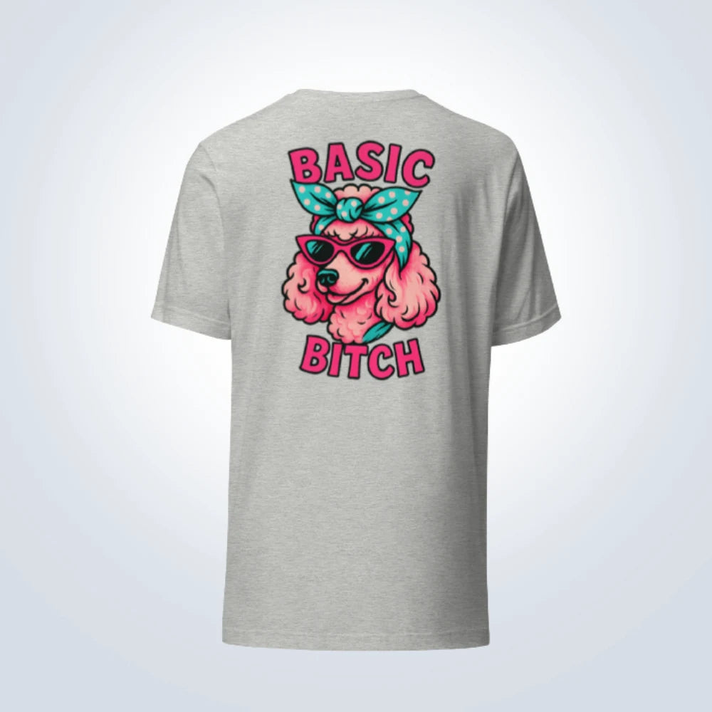 Basic Bitch Poodle T-Shirt – Grey – Back View