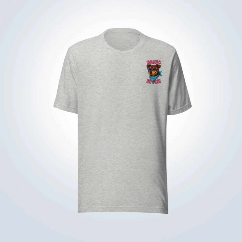 Basic Bitch Staffy T-Shirt – Grey – Front View