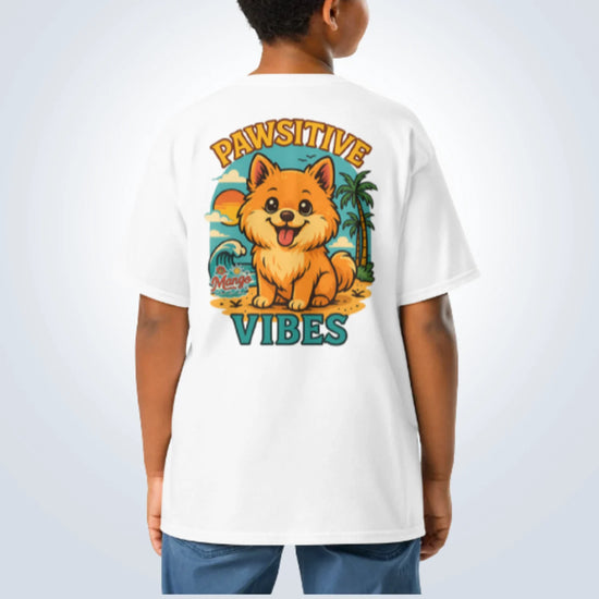 Pawsitive Vibes Cavoodle T-Shirt – White – Back View with Name