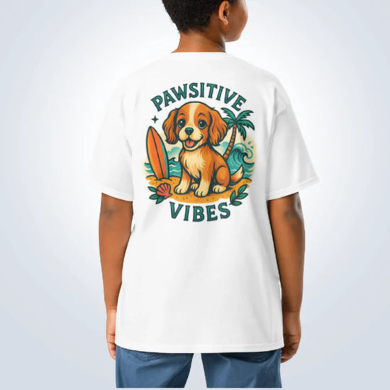 Pawsitive Vibes King Charles Cavalier T-Shirt – White – Back View