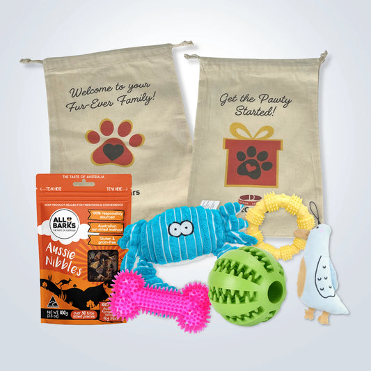 Deluxe Gift Set for Medium Dogs with treats, toys and gift bag