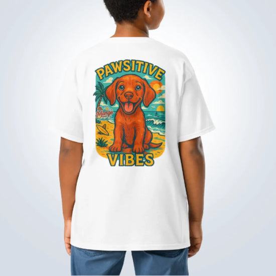 Pawsitive Vibes Hungarian Vizsla T-Shirt – White – Back View