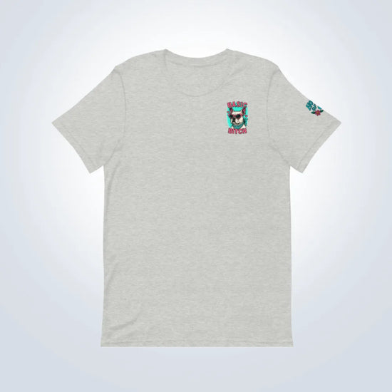 Basic Bitch French Bulldog T-Shirt – Grey – Front Flat lay