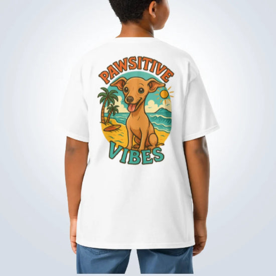 Pawsitive Vibes Italian Greyhound T-Shirt – White – Back View