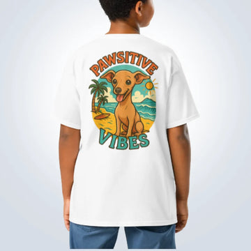 Pawsitive Vibes Italian Greyhound T-Shirt – White – Back View