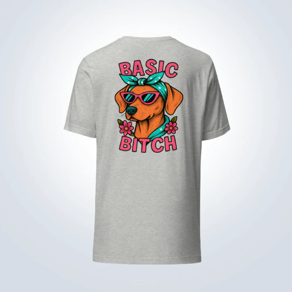 Basic Bitch Hungarian Vizsla T-Shirt – Grey – Back View