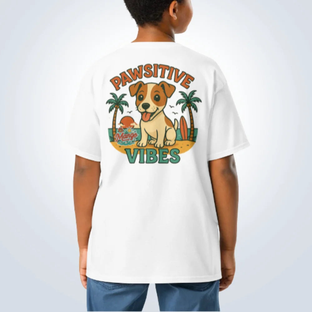 Pawsitive Vibes Jack Russell T-Shirt – White – Back View