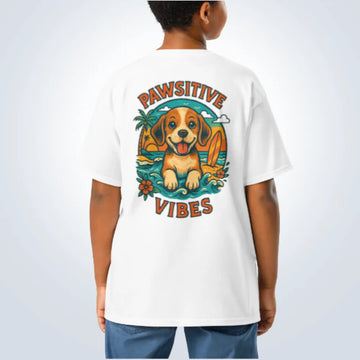 Pawsitive Vibes Beagle T-Shirt – White – Back View