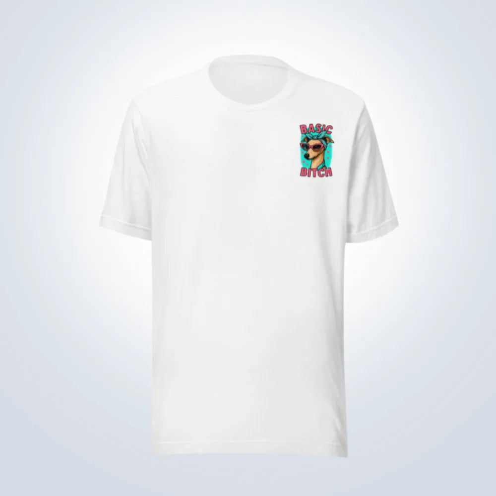 Basic Bitch Italian Greyhound T-Shirt – White – Front View