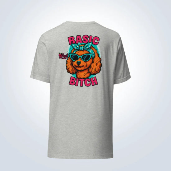Basic Bitch Cavoodle Personalised T-Shirt – Grey – Back View