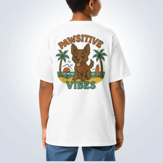 Pawsitive Vibes Kelpie T-Shirt – White – Back View