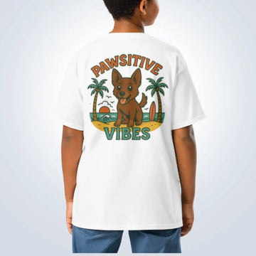Pawsitive Vibes Kelpie T-Shirt – White – Back View