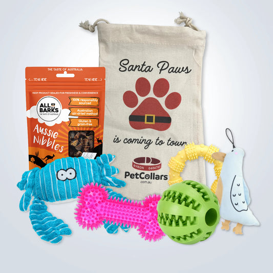 Christmas Deluxe Gift Set for Medium Dogs with treats, toys and Christmas gift bag