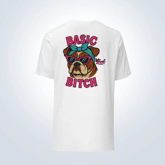 Basic Bitch Bulldog Personalised T-Shirt – White – Back View