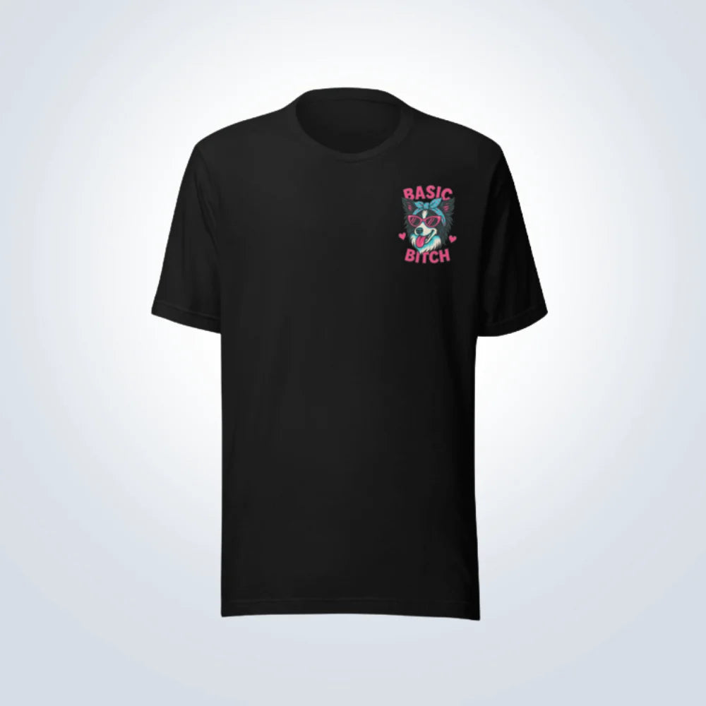 Basic Bitch Border Collie T-Shirt – Black – Front View