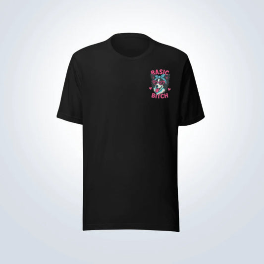 Basic Bitch Border Collie T-Shirt – Black – Front View
