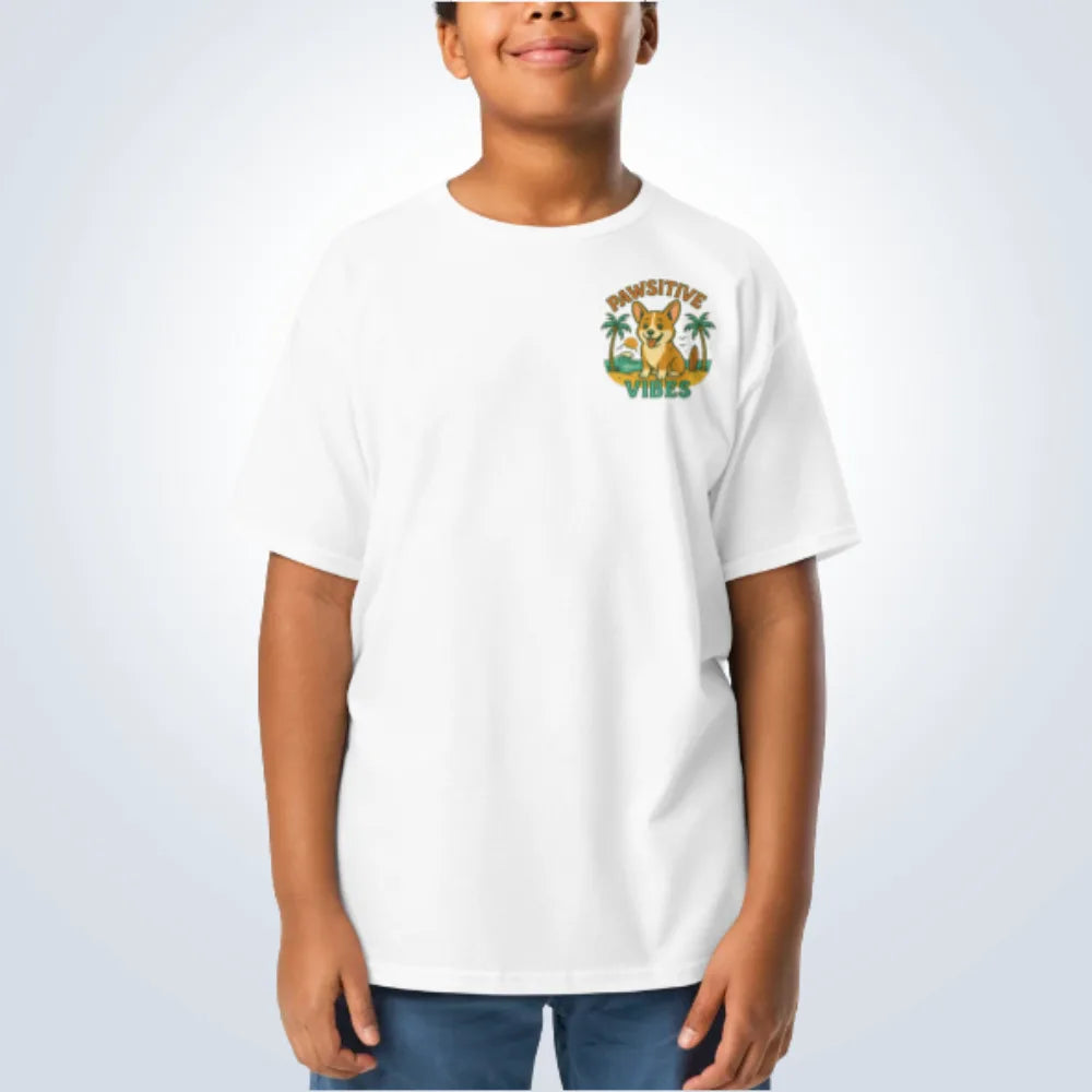 Pawsitive Vibes Dachshund T-Shirt – White – Front View