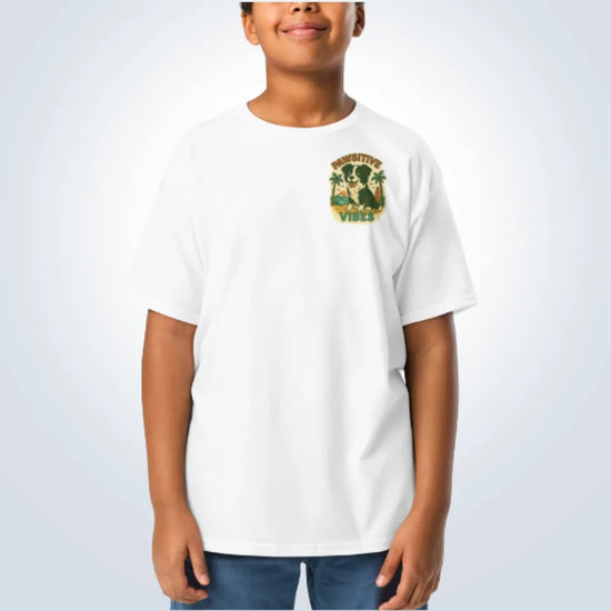 Pawsitive Vibes Border Collie T-Shirt – White – Front View