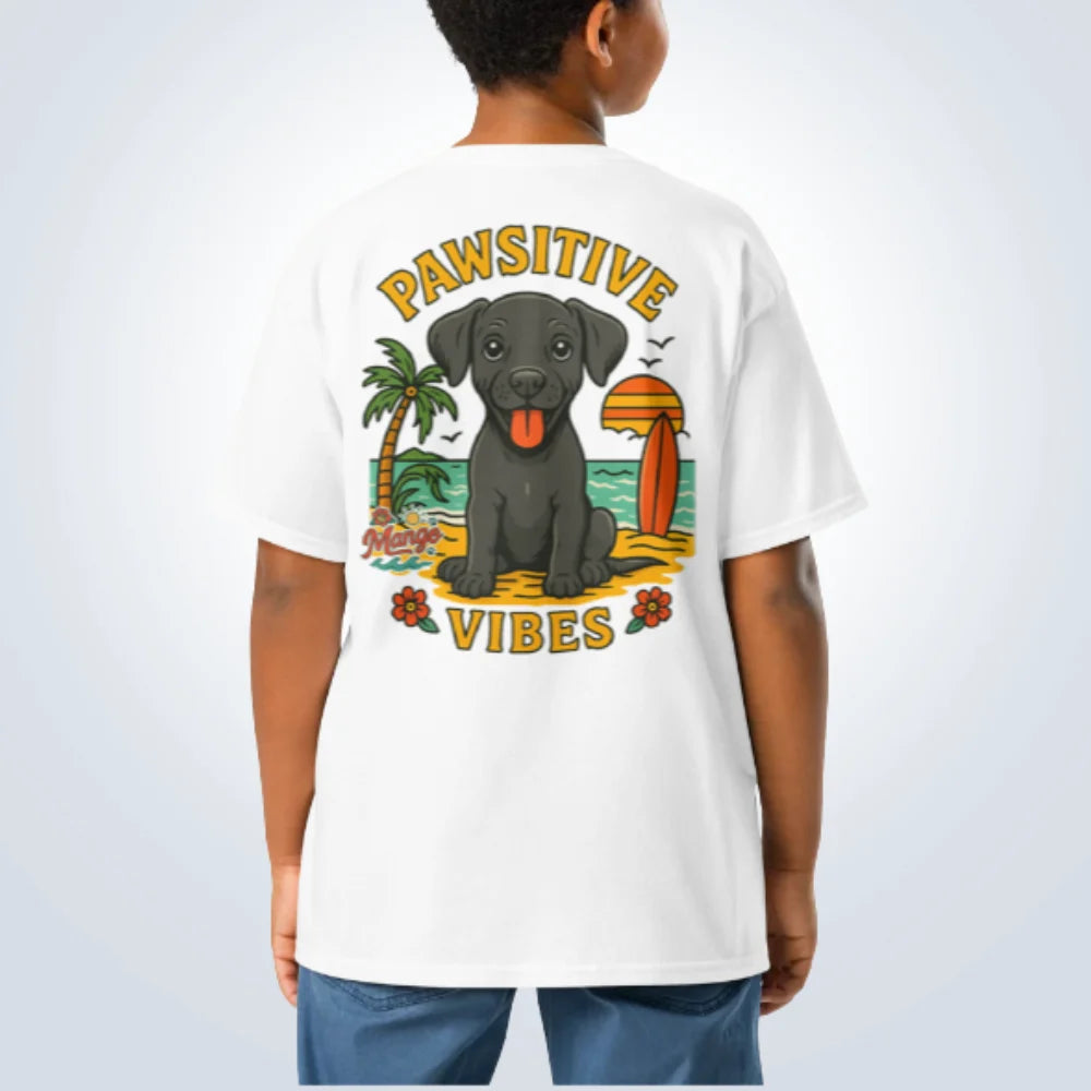 Pawsitive Vibes Great Dane T-Shirt – White – Back View with Name