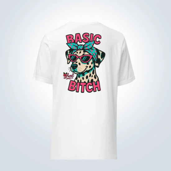 Basic Bitch Dalmatian Personalised T-Shirt – White – Back View
