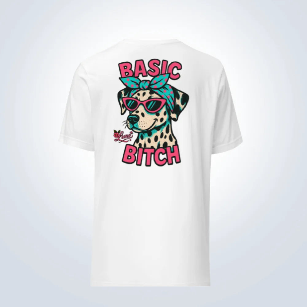 Basic Bitch Dalmatian Personalised T-Shirt – White – Back View