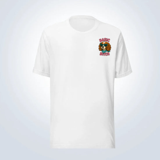 Basic Bitch Cavalier King Charles Spaniel T-Shirt – White – Front View