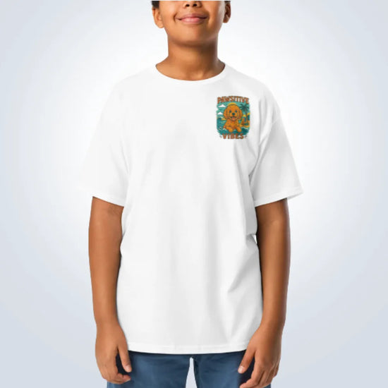 Pawsitive Vibes Spoodle T-Shirt – White – Front View