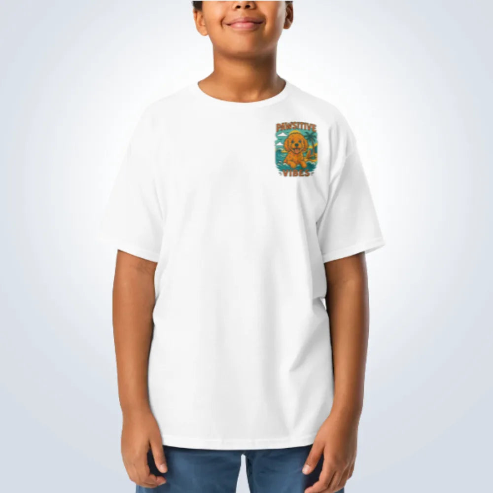 Pawsitive Vibes Spoodle T-Shirt – White – Front View