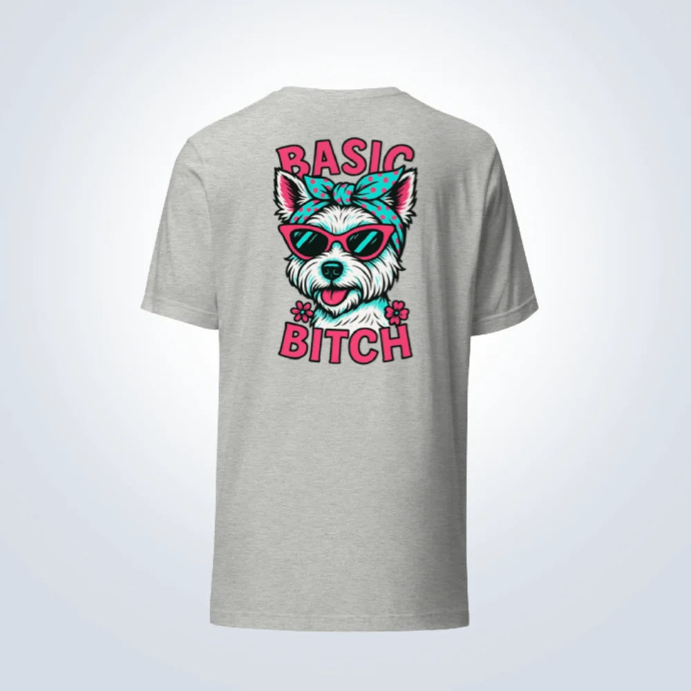 Basic Bitch West Highland Terrier T-Shirt – Grey – Back View