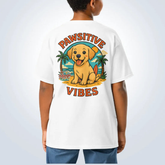 Pawsitive Vibes Labrador T-Shirt – White – Back View with Name