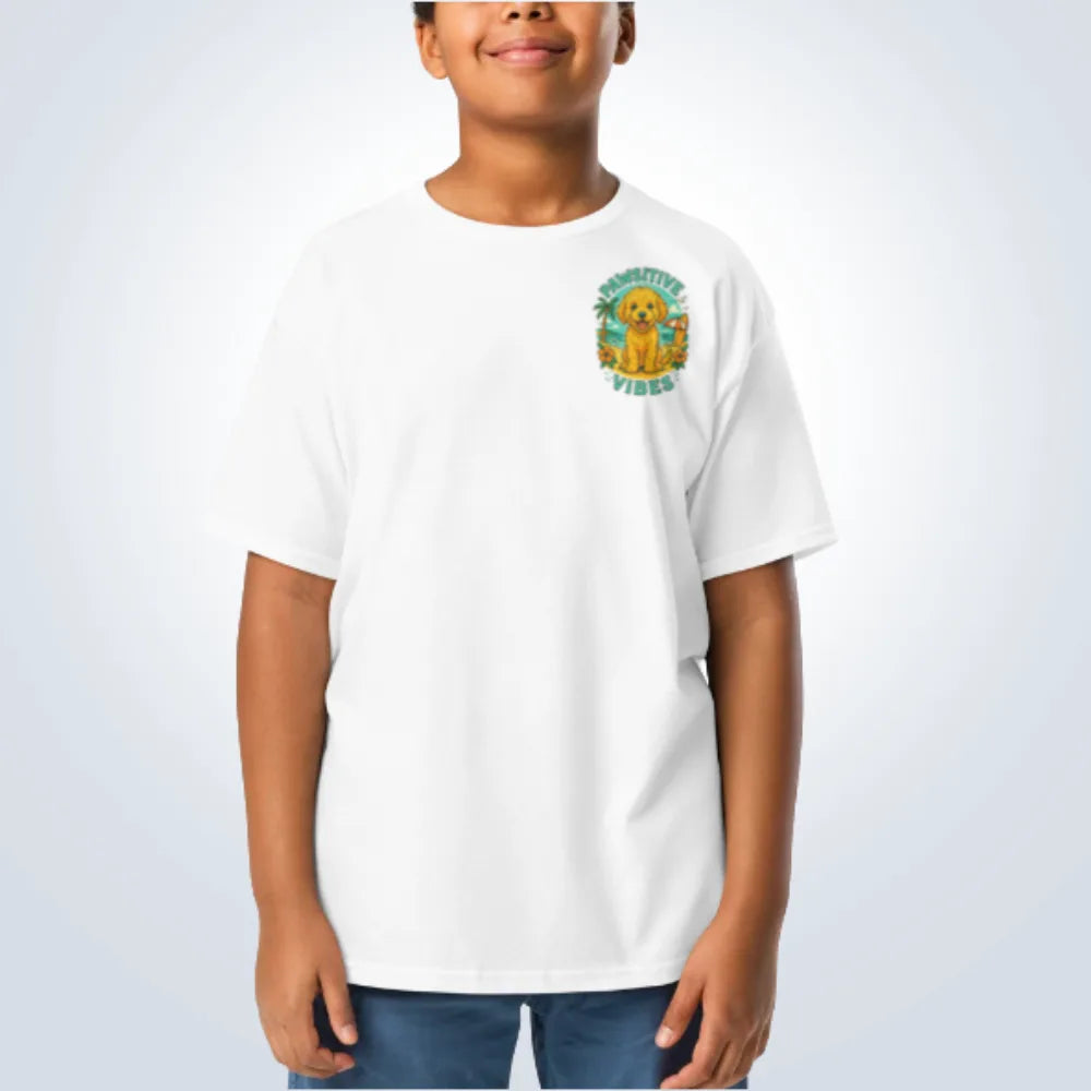 Pawsitive Vibes Groodle T-Shirt – White – Front View