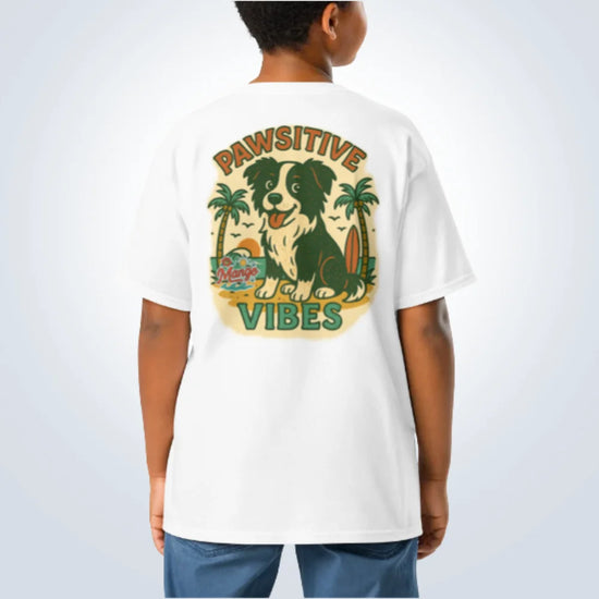 Pawsitive Vibes Border Collie T-Shirt – White – Back View